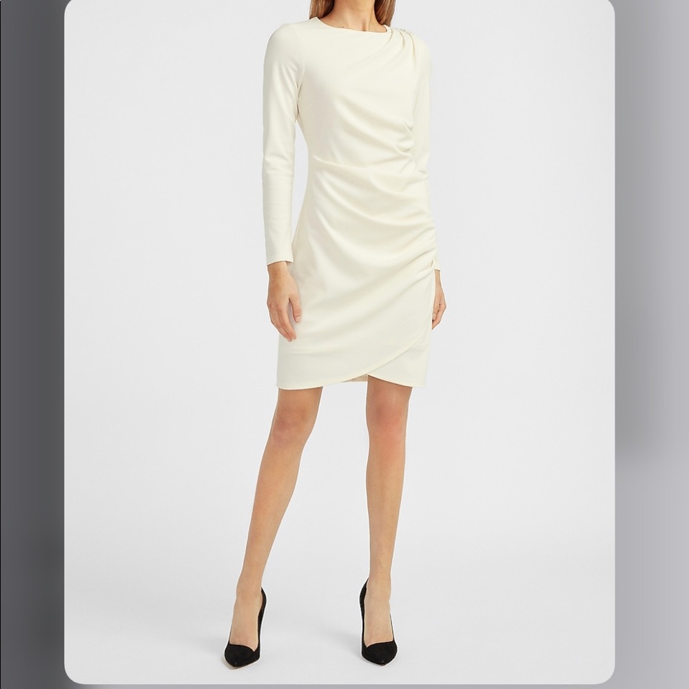 EXPRESS Embellished Button Shoulder Ruched Sheath Dress - SIZE : XS PETITE